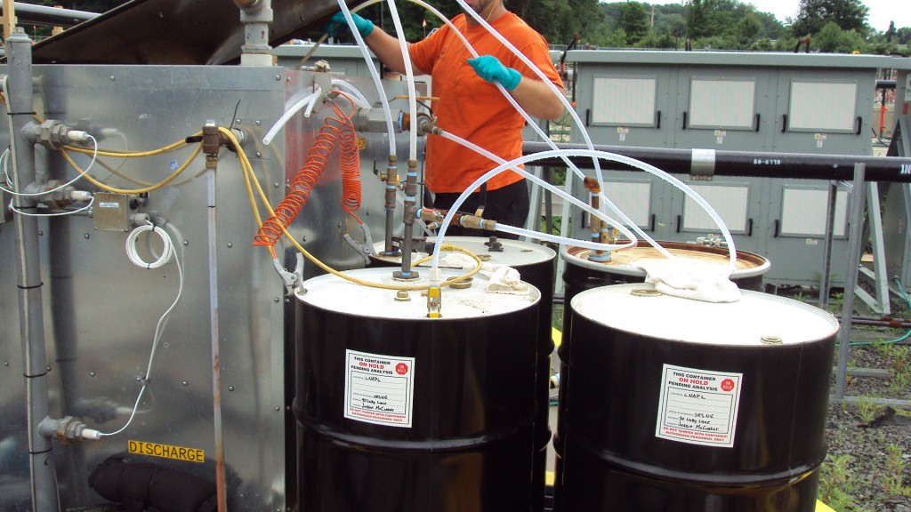 Decanting Light Non-Aqueous Phase Liquids (LNAPL) from the oil/water separator on 7/16/2014
