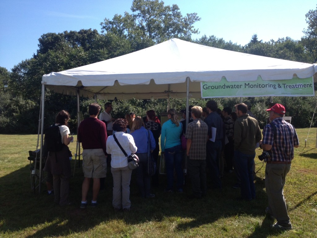 de maximis Project Coordinator discussing the site remediation progress with a group from UCONN and Middlesex Community College